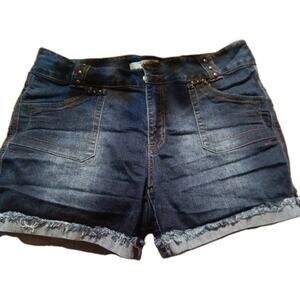 Sandpiper Womens Denim Super Stretch Cuffed Shorts Size 22W Dark Wash NWT